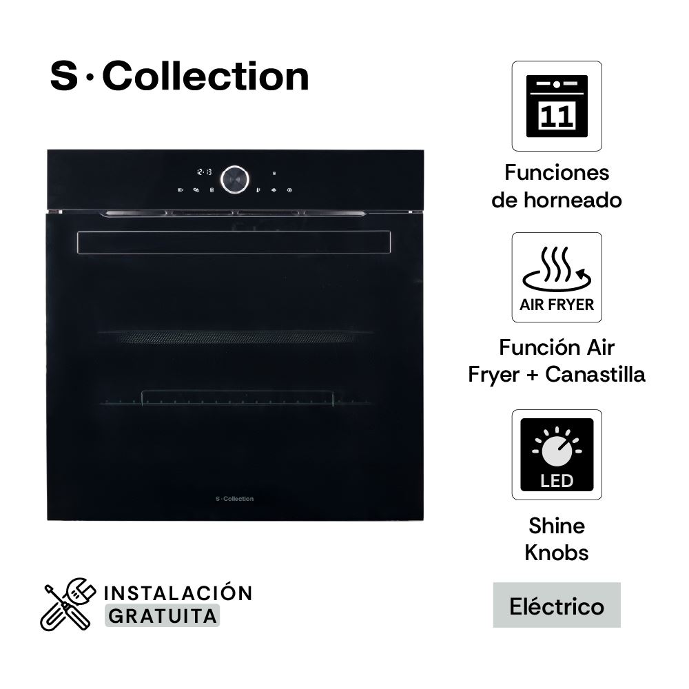 Horno Empotrable S-Collection Pure Black D1 Air Fryer Eléctrico 75L
